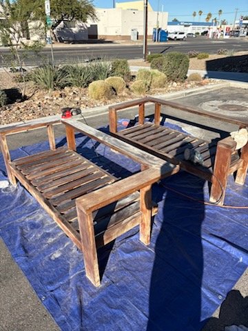Outdoor furniture refinish before sanding Tucson AZ