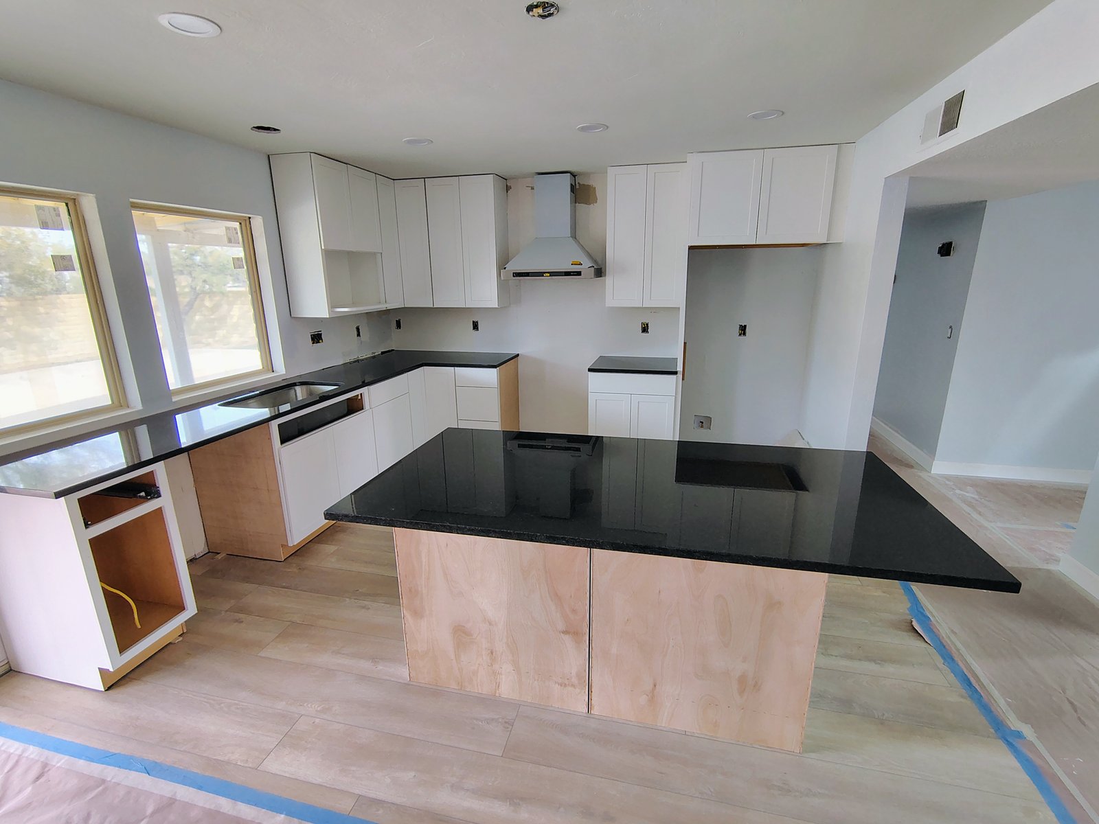 Kitchen cabinet and black granite countertop installation Tucson AZ